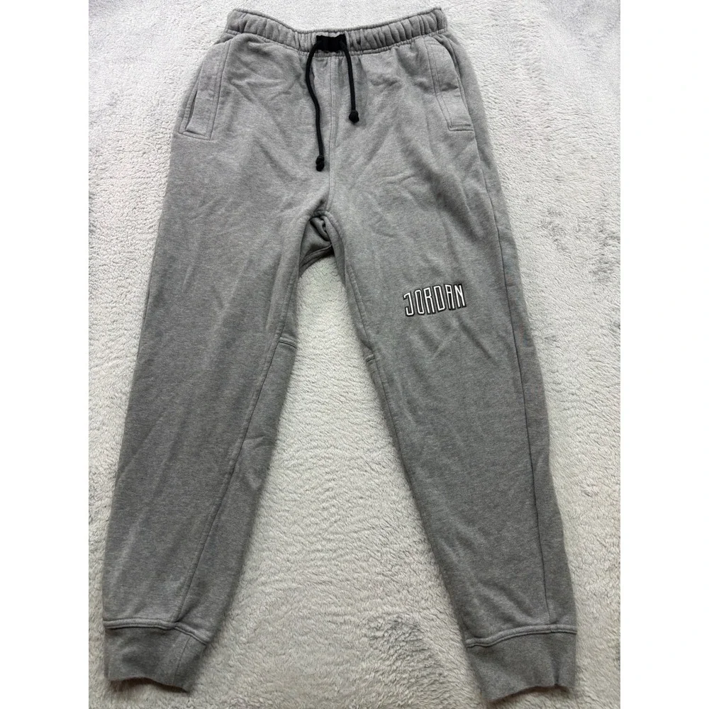 Jordan Mens Heather Gray Fleece Jogger Sweatpants Jumpman Logo Size Medium